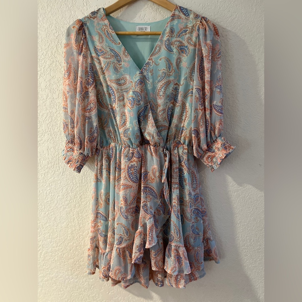 Sienna Sky Elegant Paisley Print Dress